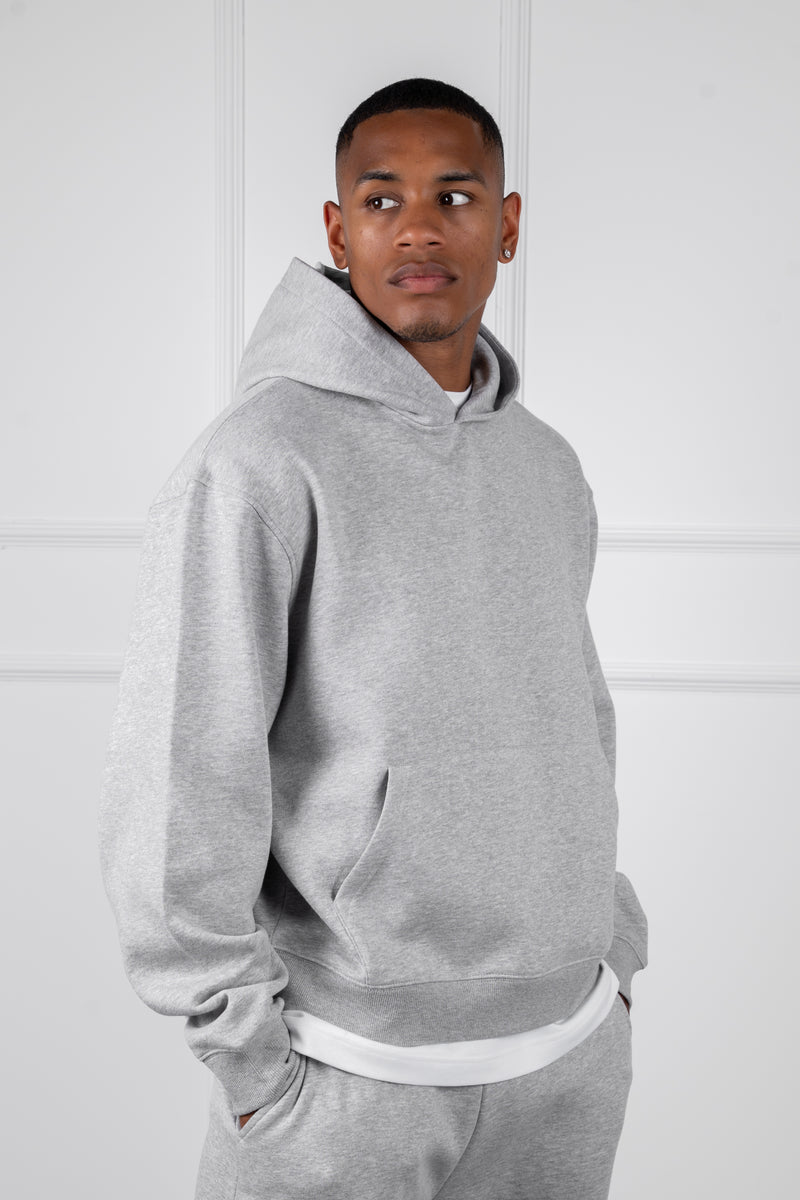 Oversized Boxy Hoodie - Grey Marl