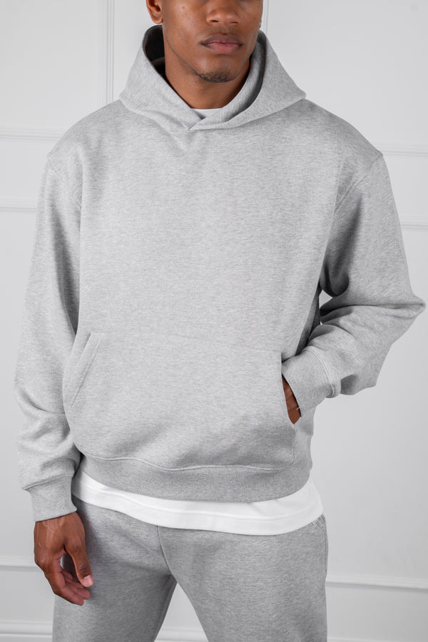Oversized Boxy Hoodie - Grey Marl