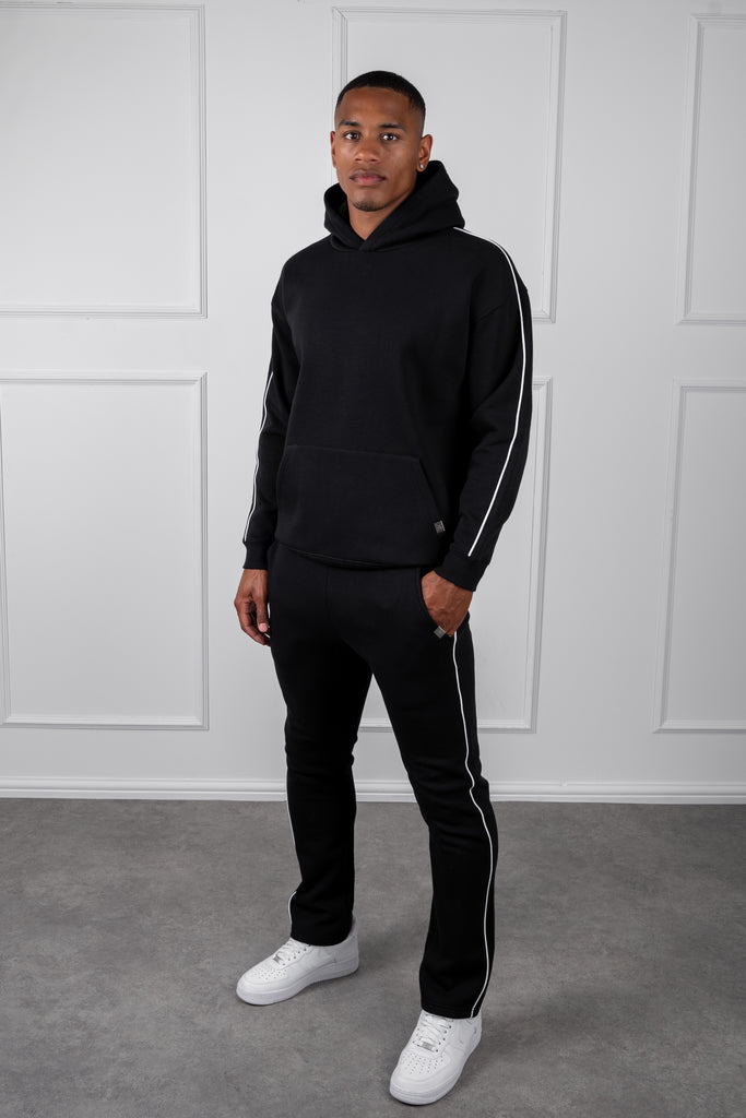 Piping Detail Hoodie - Black