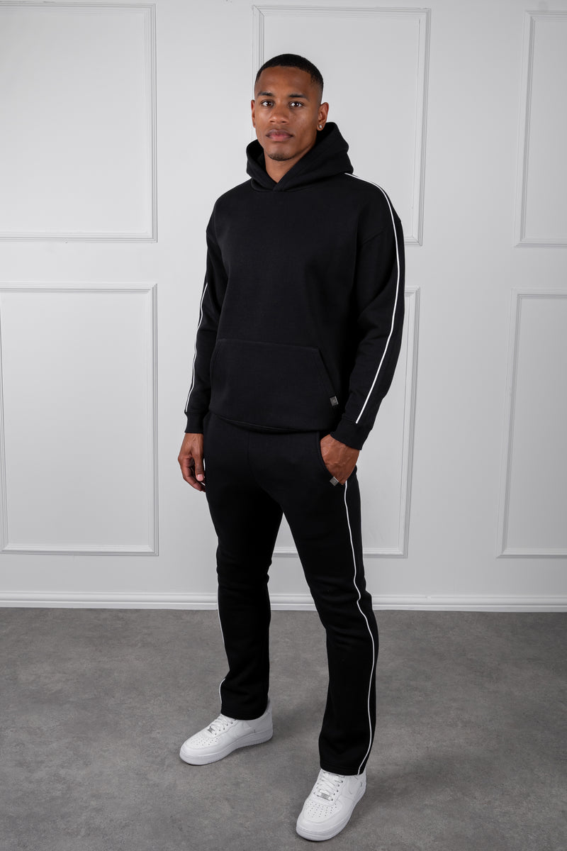 Piping Detail Hoodie - Black