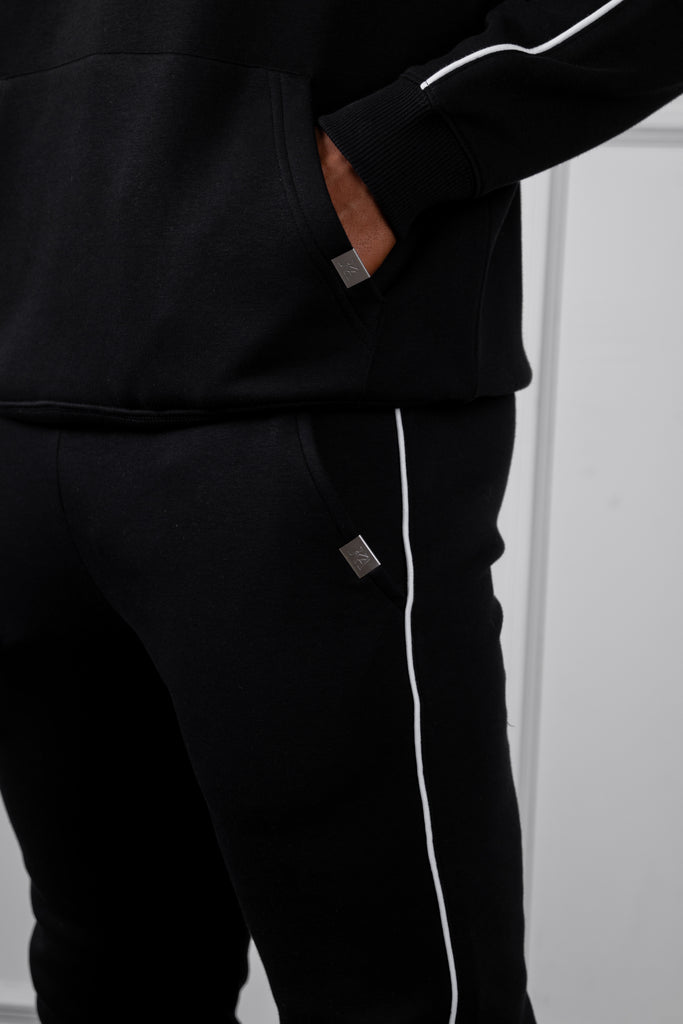 Piping Detail Hoodie - Black