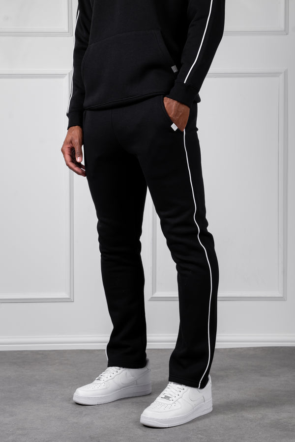 Piping Detail Straight Leg Jogger - Black