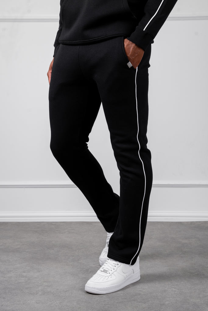 Piping Detail Straight Leg Jogger - Black