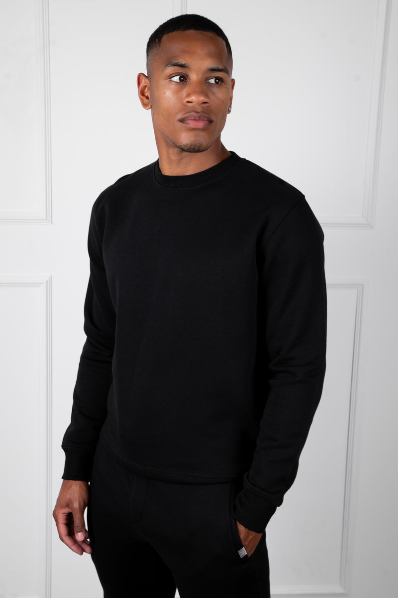 Slim Fit Crew Neck Sweatshirt - Black