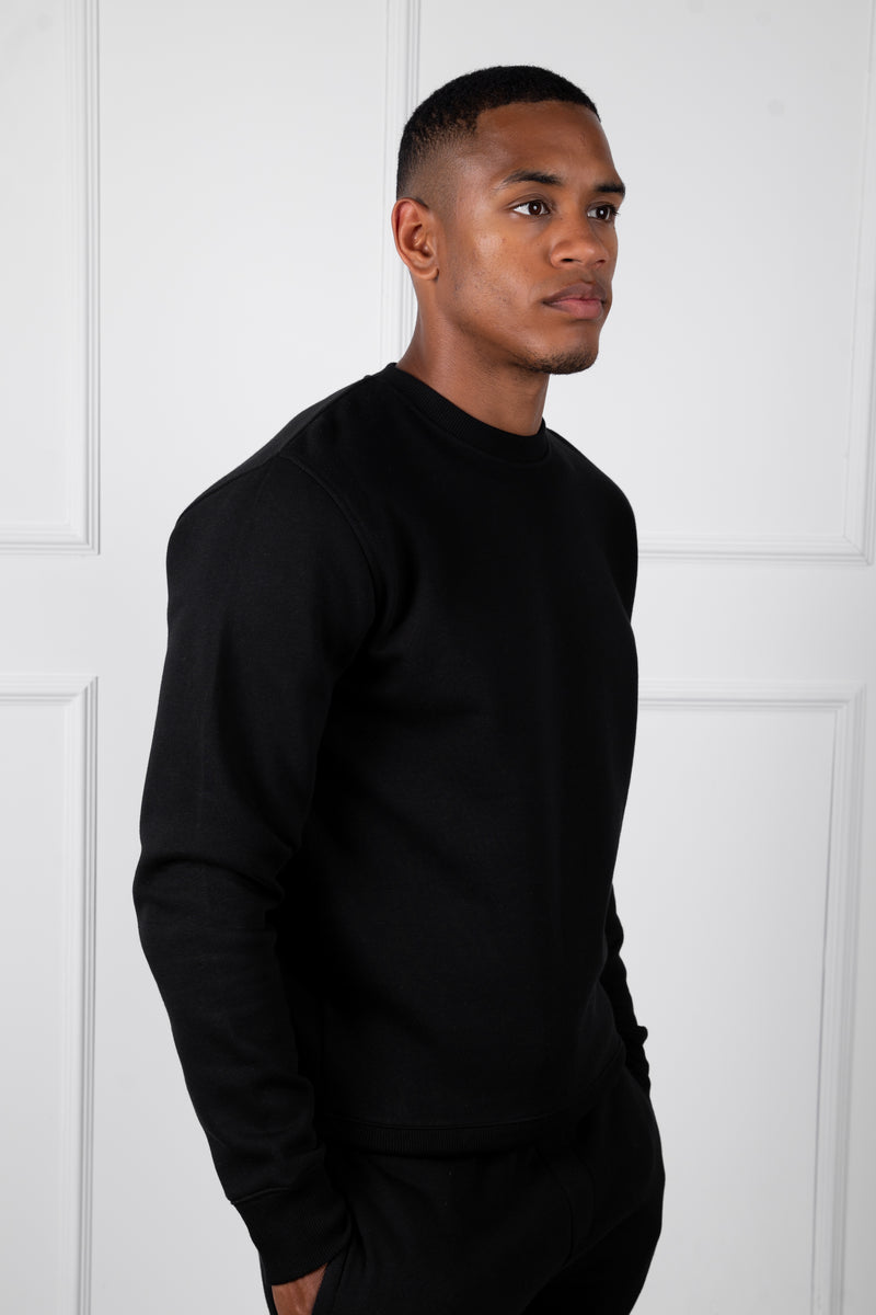 Slim Fit Crew Neck Sweatshirt - Black