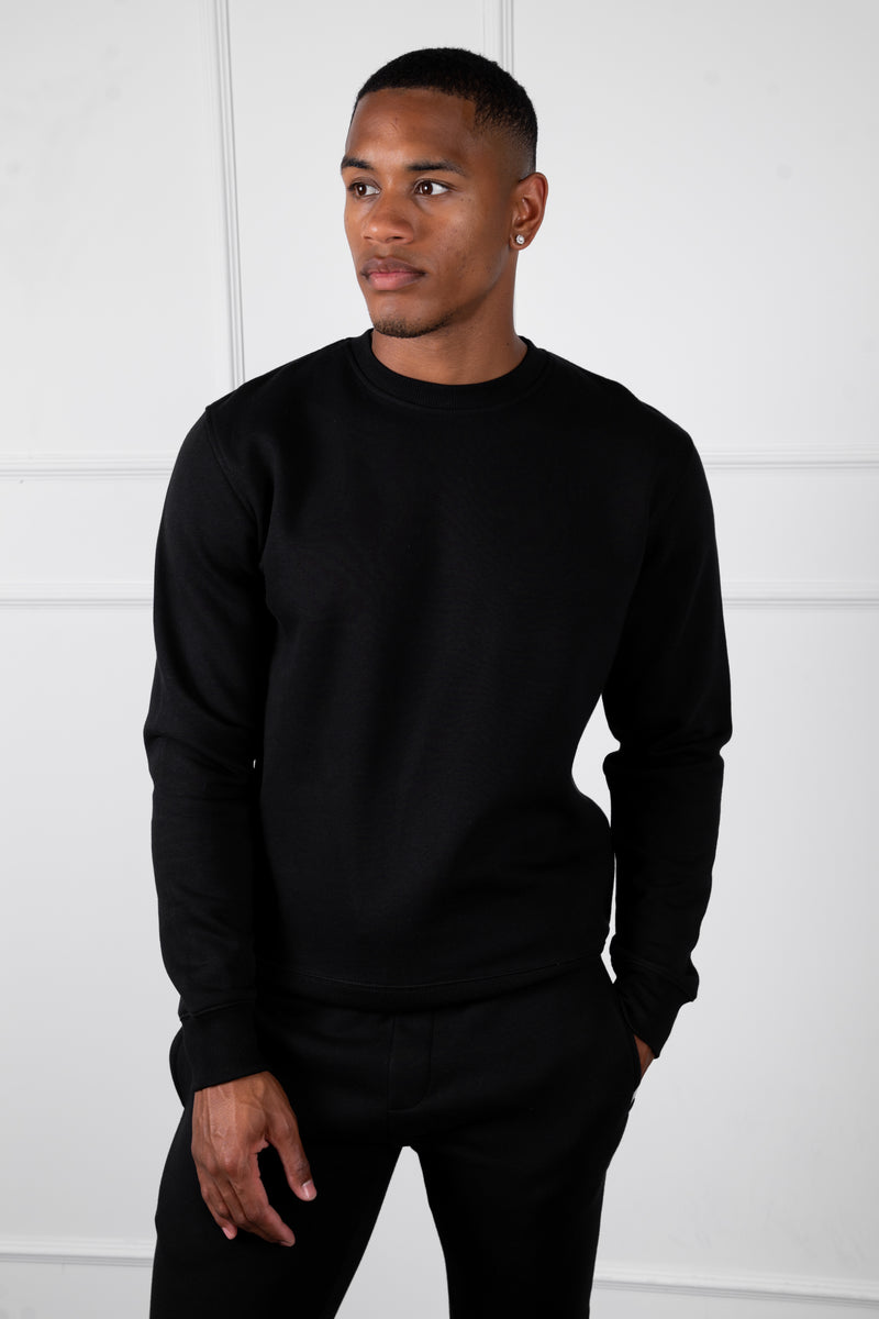 Slim Fit Crew Neck Sweatshirt - Black
