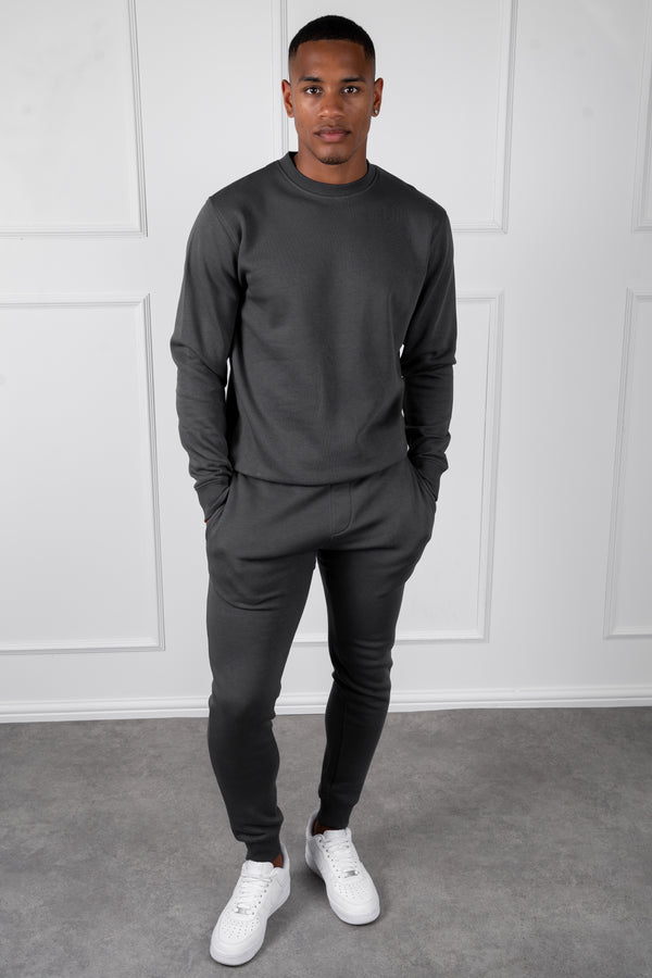 Slim Fit Crew Neck Sweatshirt - Charcoal