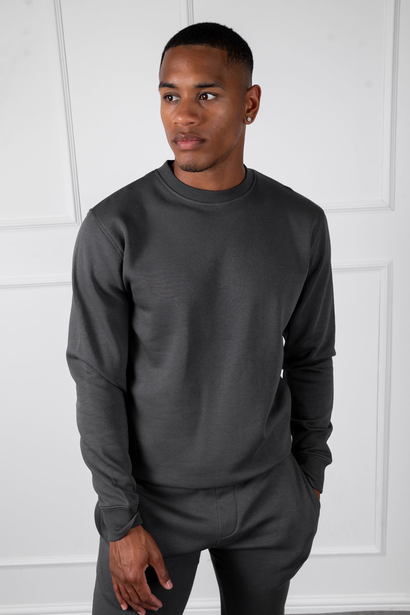 Slim Fit Crew Neck Sweatshirt - Charcoal