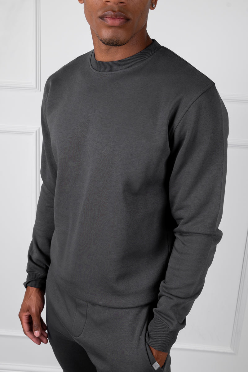 Slim Fit Crew Neck Sweatshirt - Charcoal