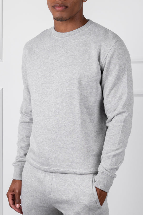 Slim Fit Crew Neck Sweatshirt - Grey Marl