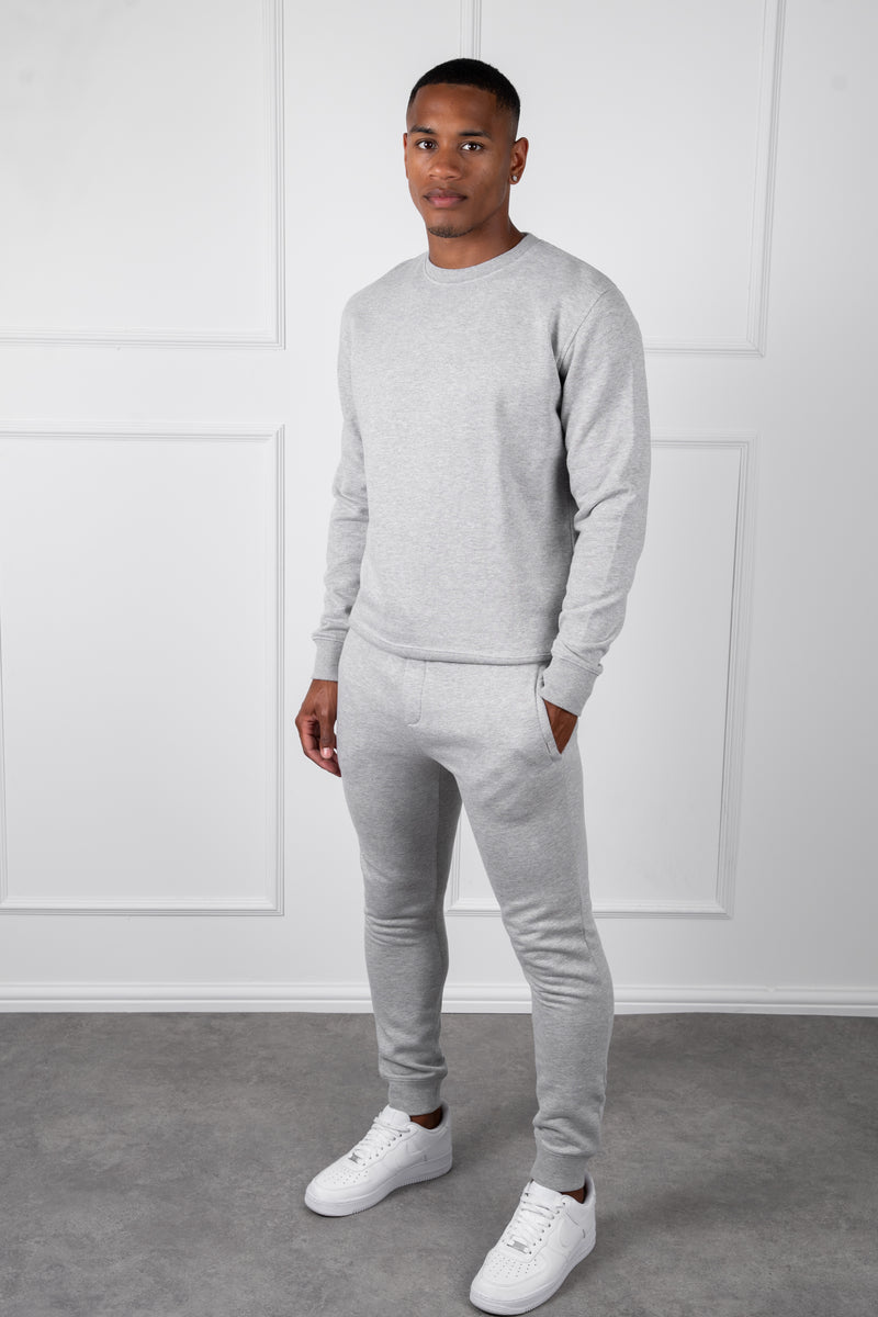 Slim Fit Crew Neck Sweatshirt - Grey Marl