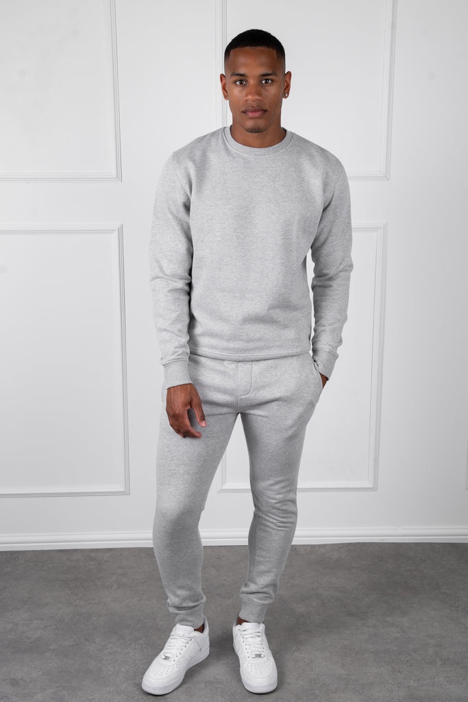 Slim Fit Crew Neck Sweatshirt - Grey Marl