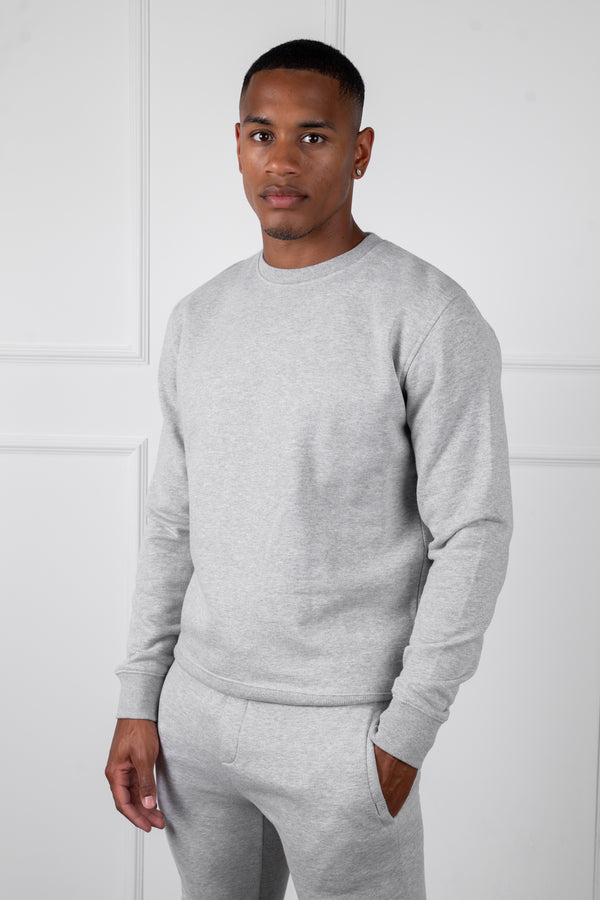 Slim Fit Crew Neck Sweatshirt - Grey Marl