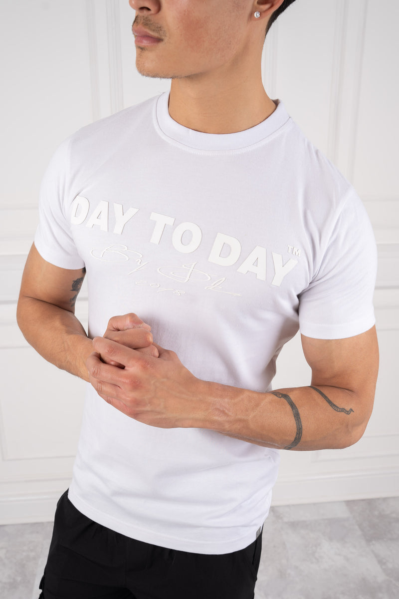 Day To Day Rubber Print Slim Fit T-Shirt - White