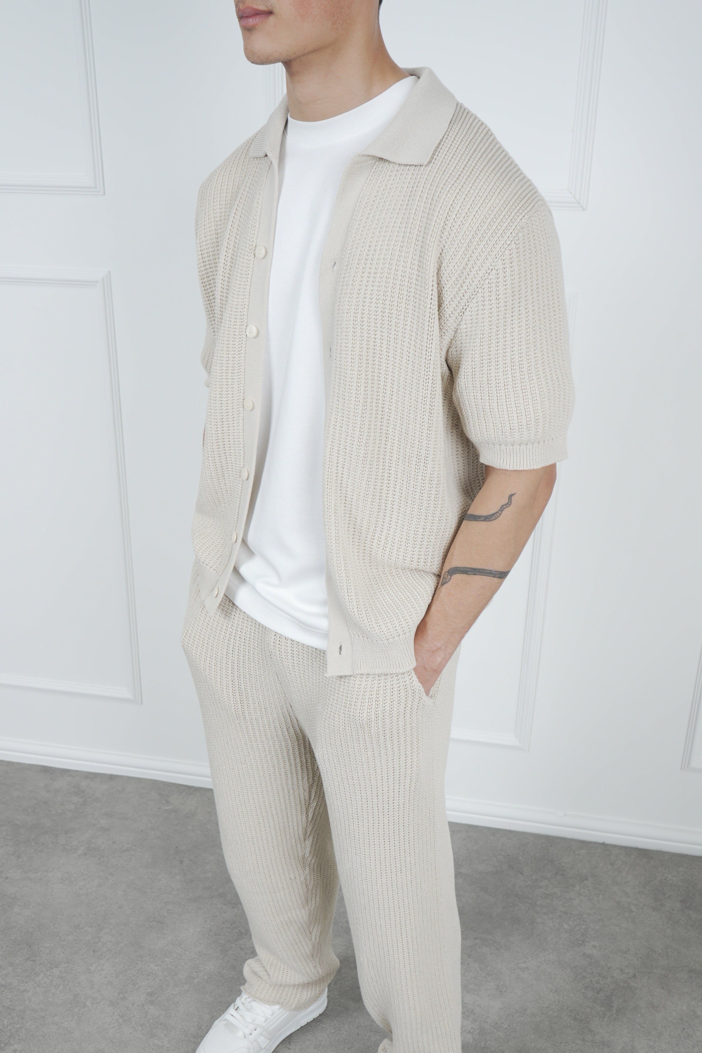 Relaxed Crochet Shirt - Stone