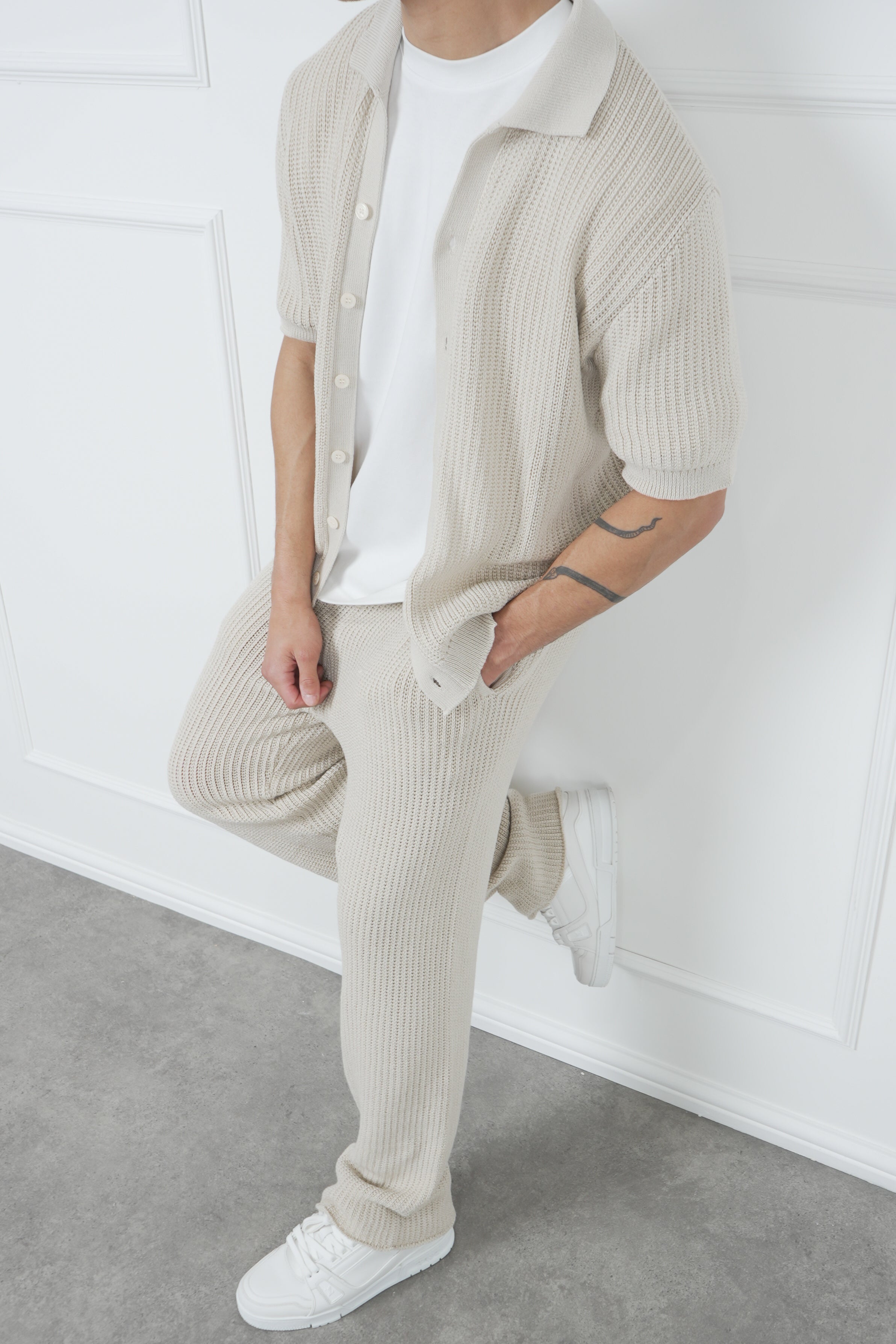 Relaxed Crochet Shirt - Stone