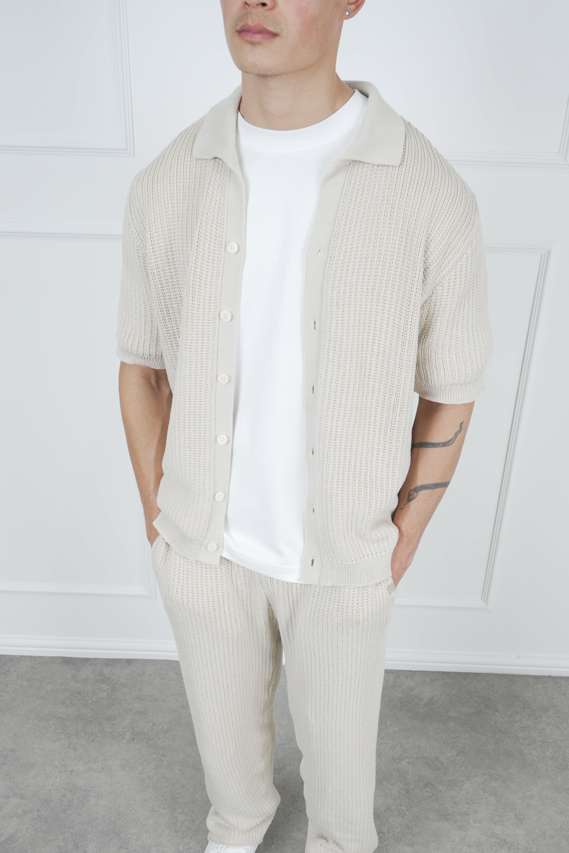 Relaxed Crochet Shirt - Stone