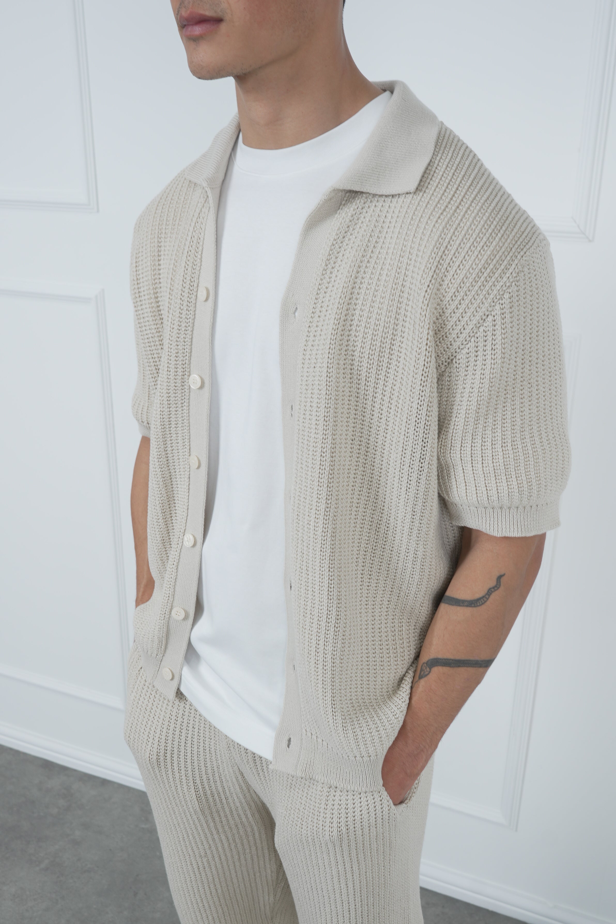 Relaxed Crochet Shirt - Stone