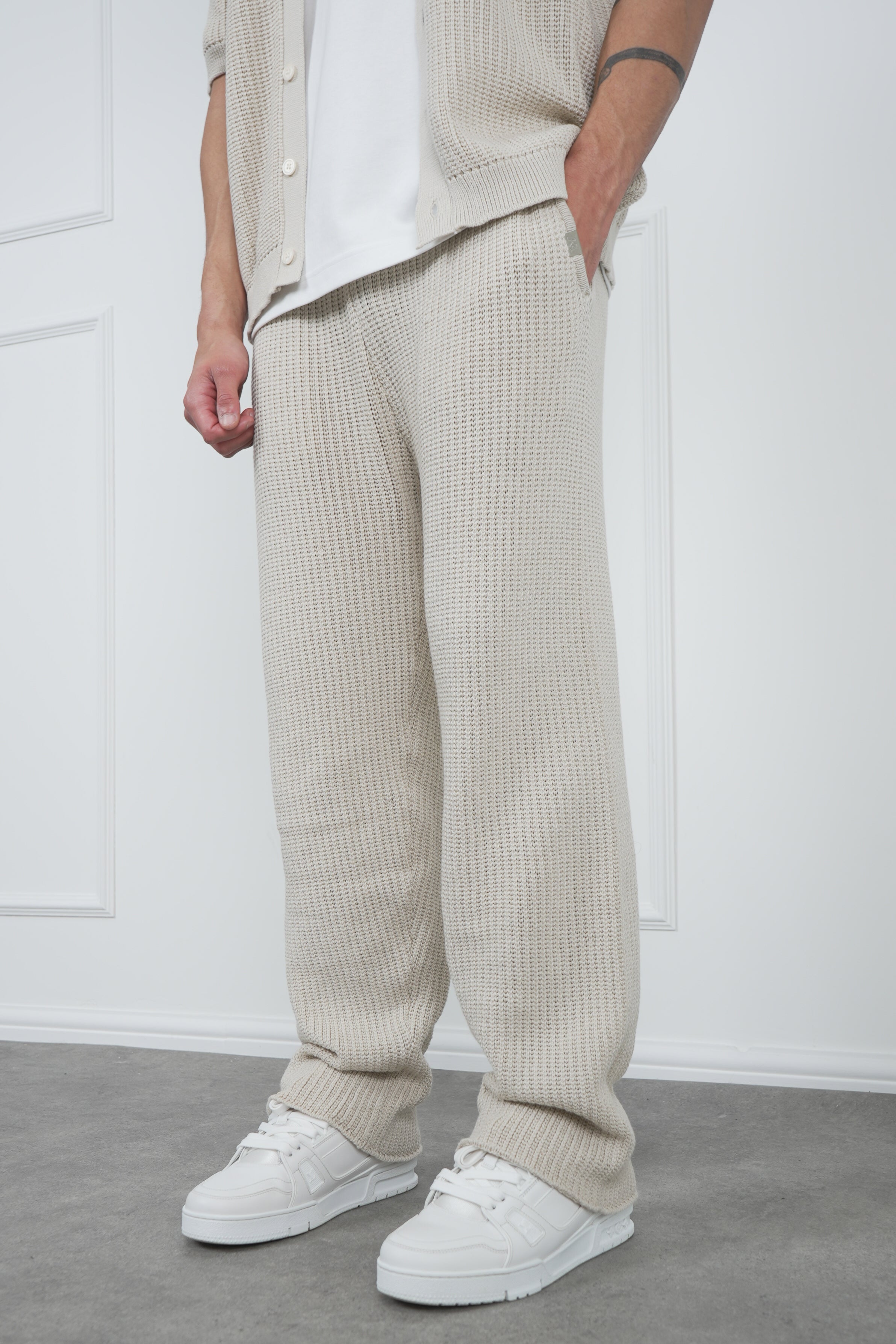 Relaxed Crochet Jogger - Stone