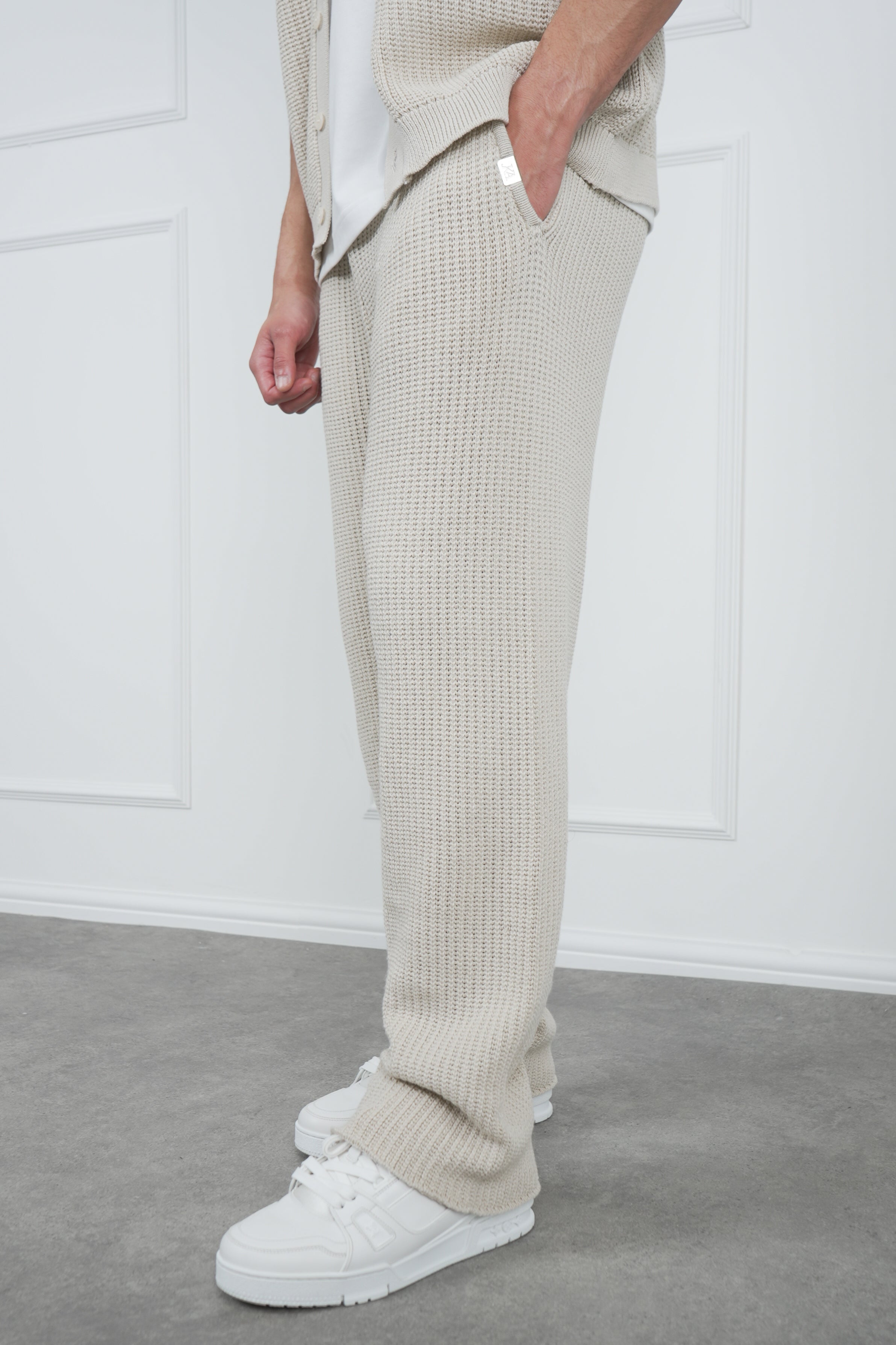Relaxed Crochet Jogger - Stone