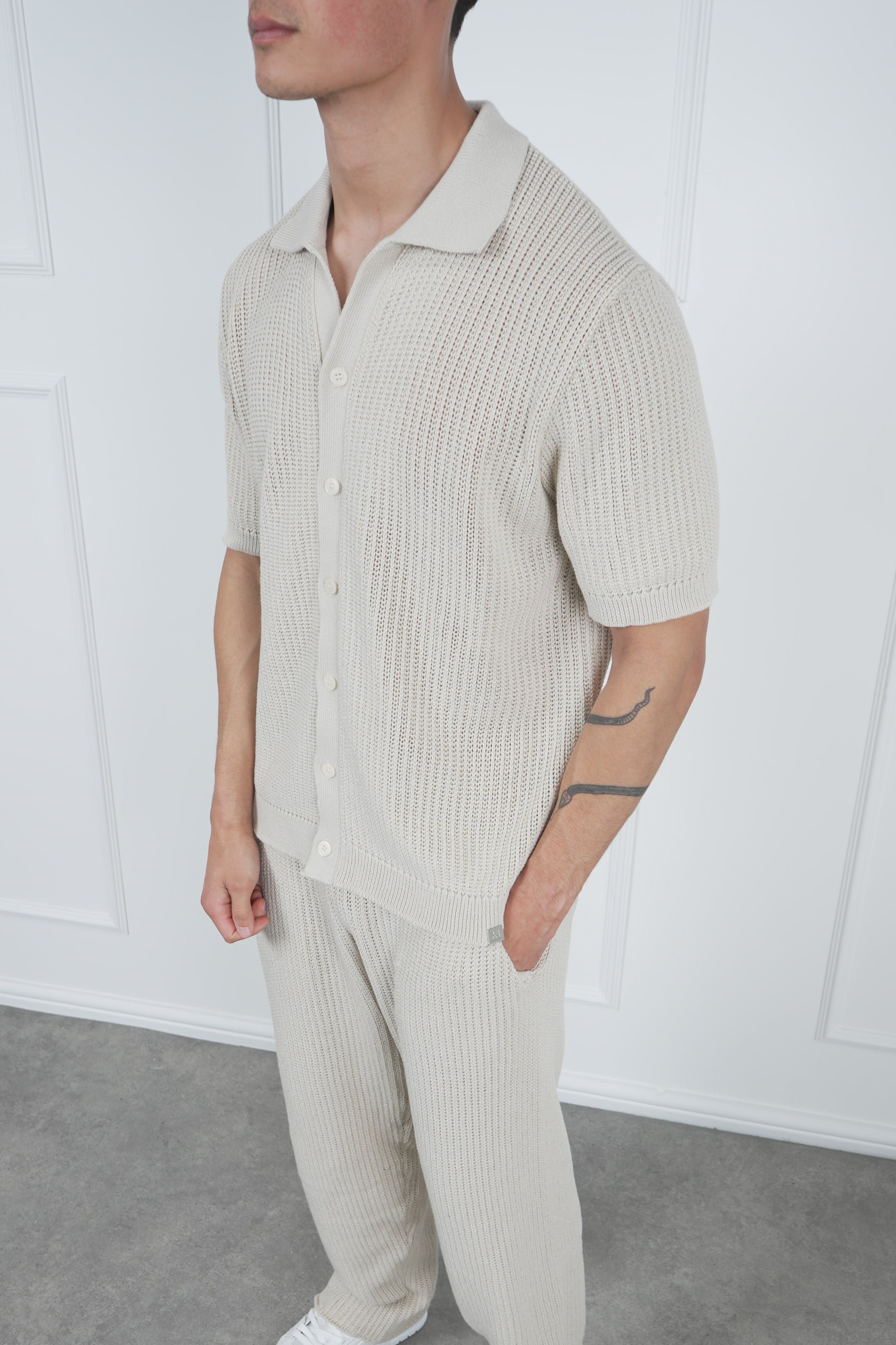 Relaxed Crochet Shirt - Stone