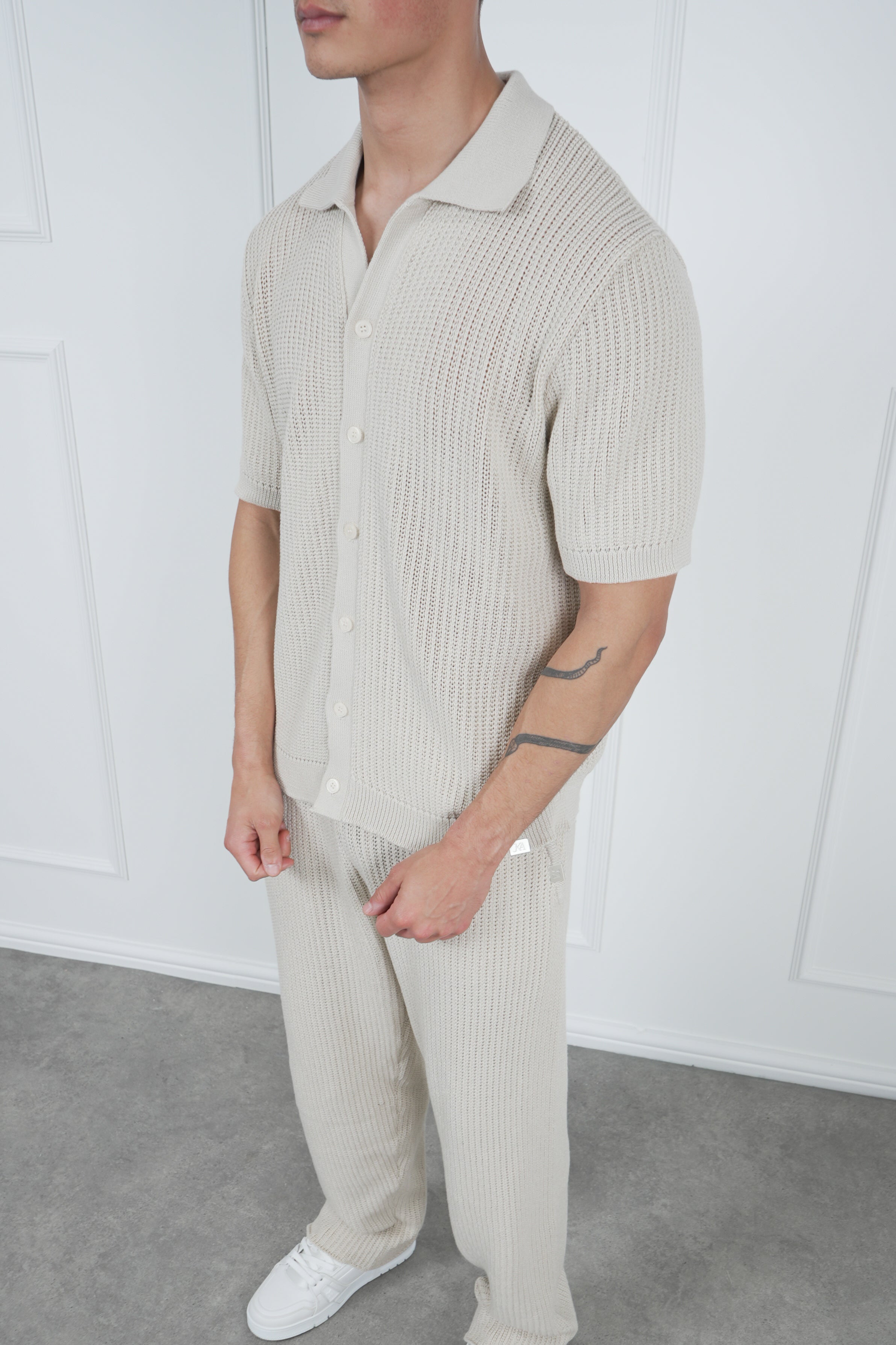 Relaxed Crochet Jogger - Stone