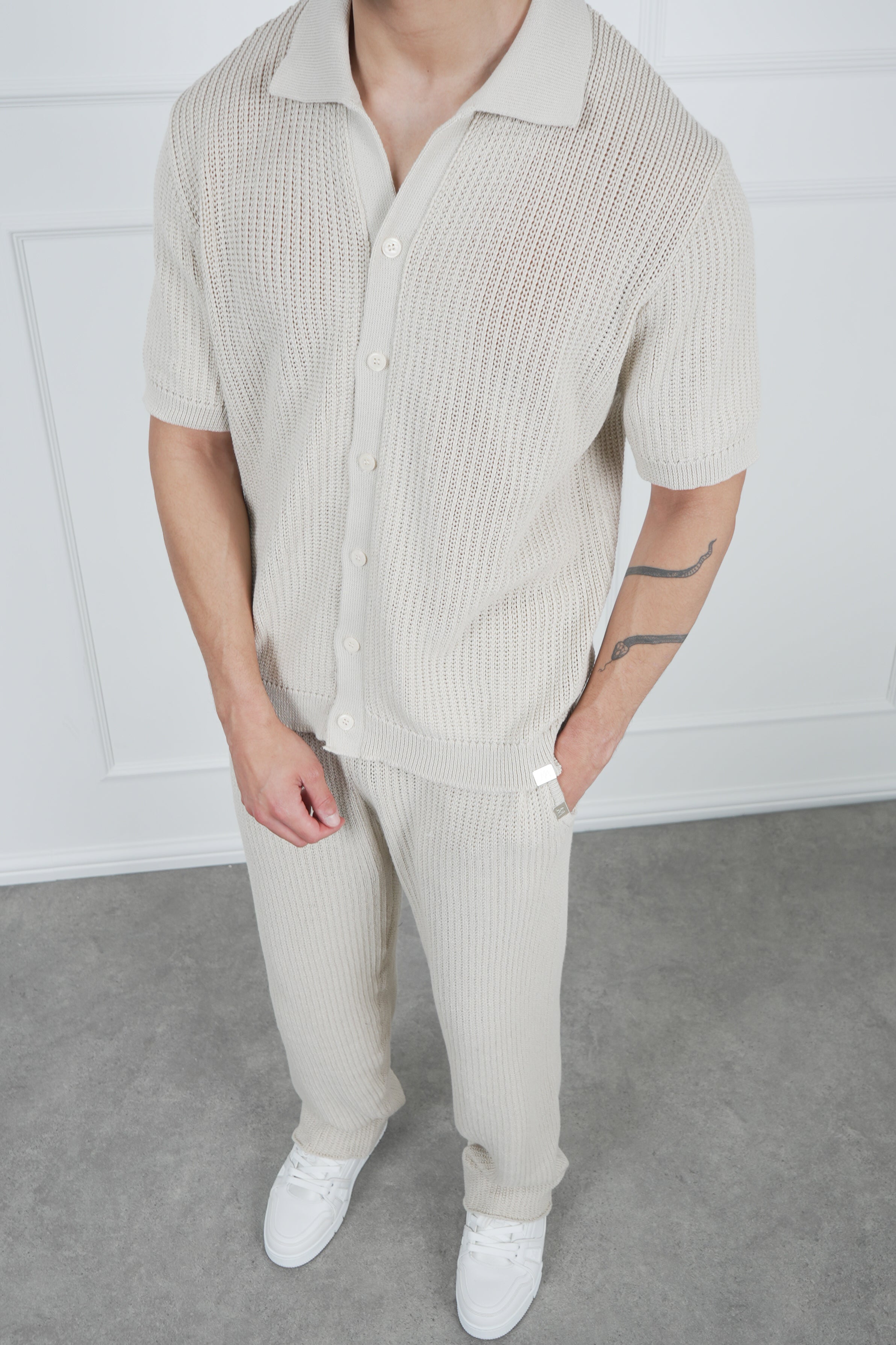 Relaxed Crochet Shirt - Stone