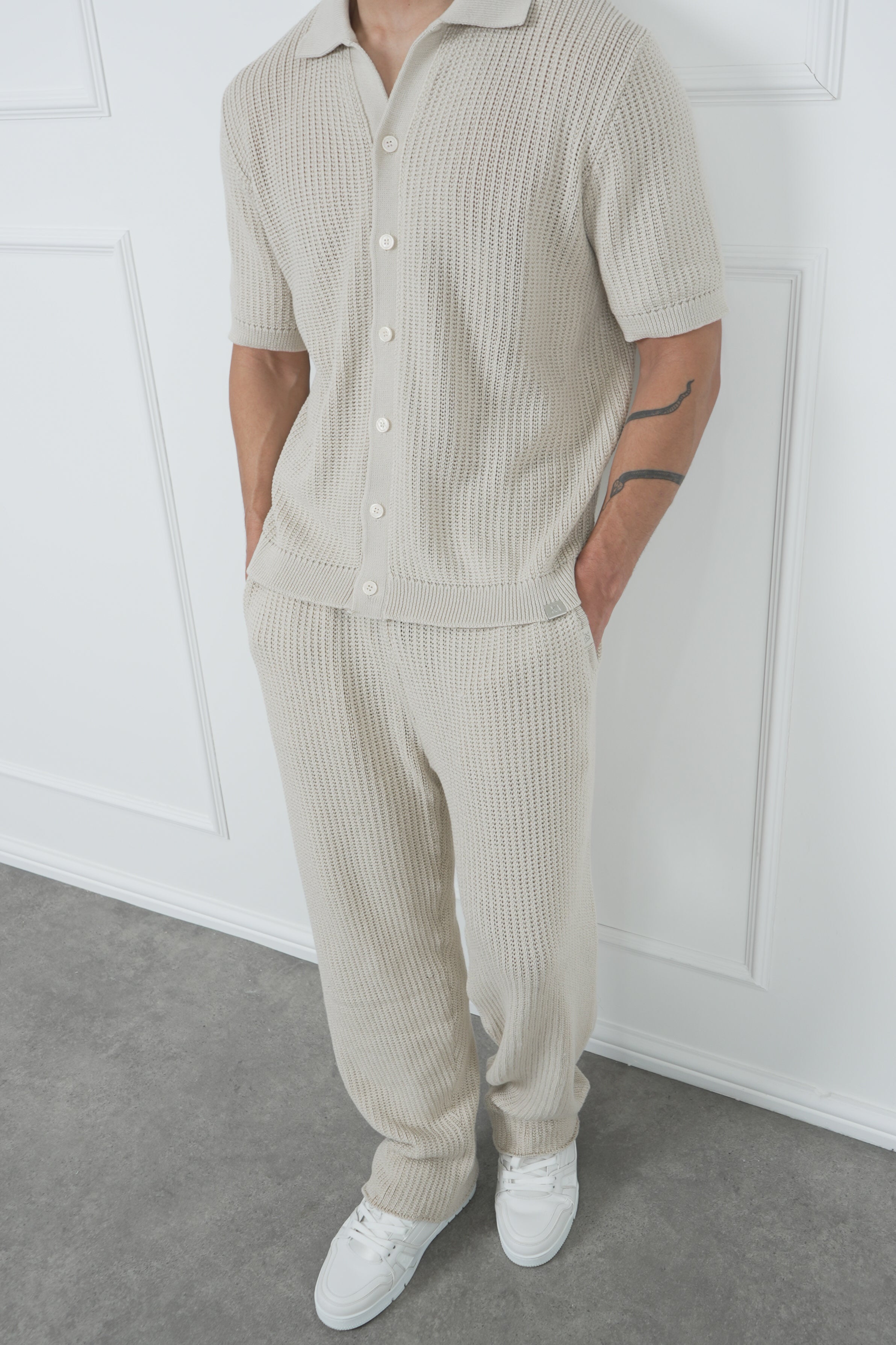 Relaxed Crochet Jogger - Stone