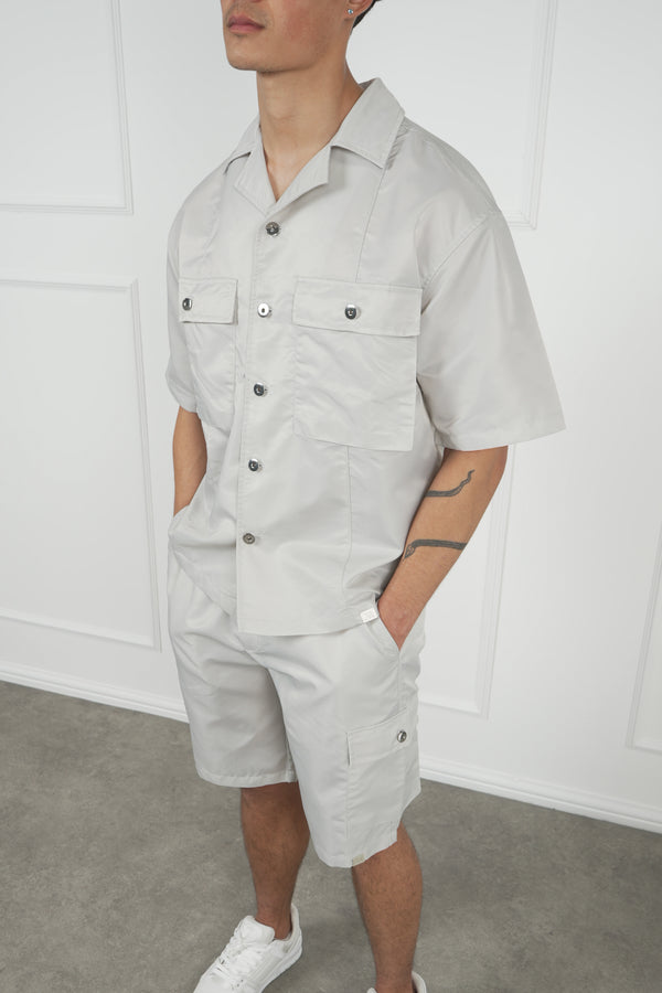 Nylon Cargo Shorts - Light Grey