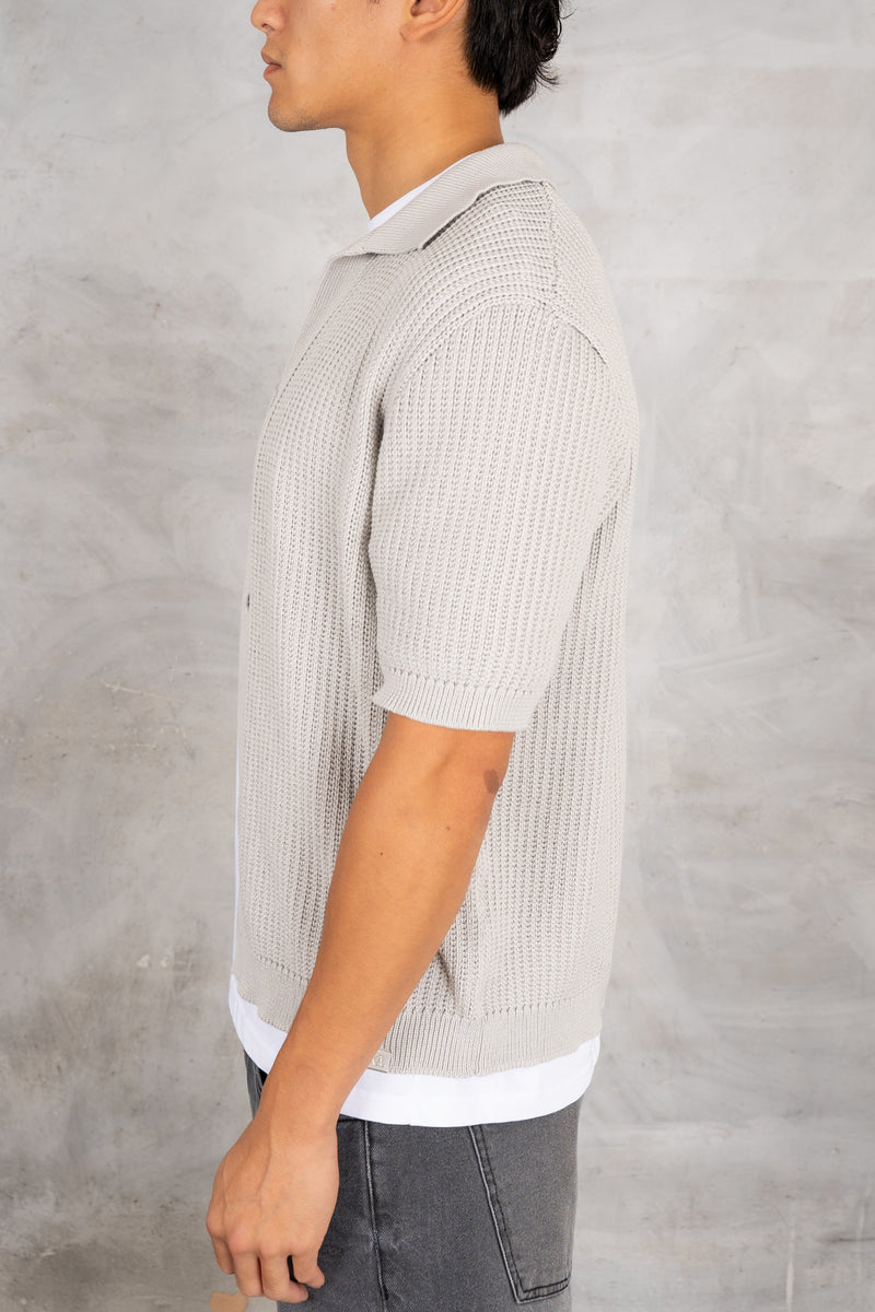 Relaxed Crochet Shirt - Grey