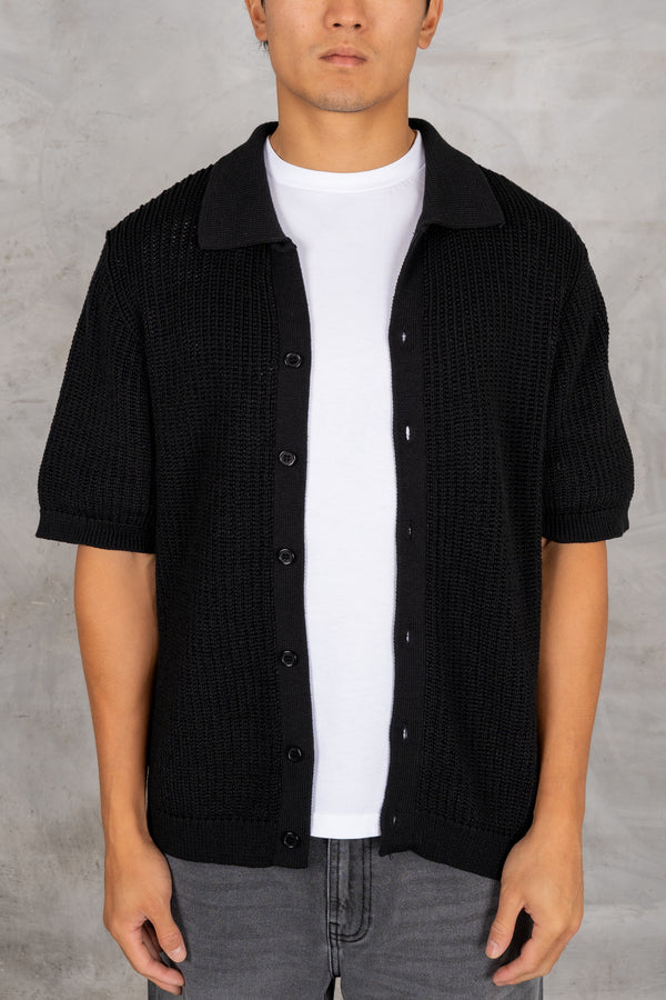 Relaxed Crochet Shirt - Black
