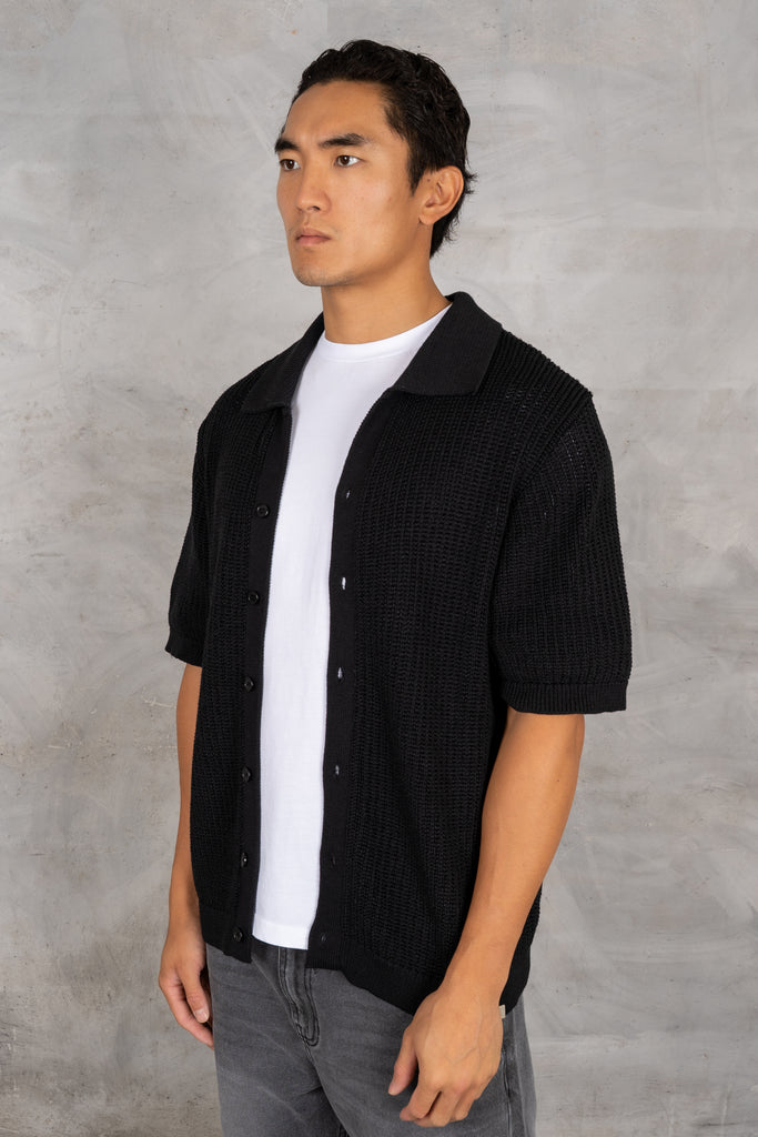 Relaxed Crochet Shirt - Black