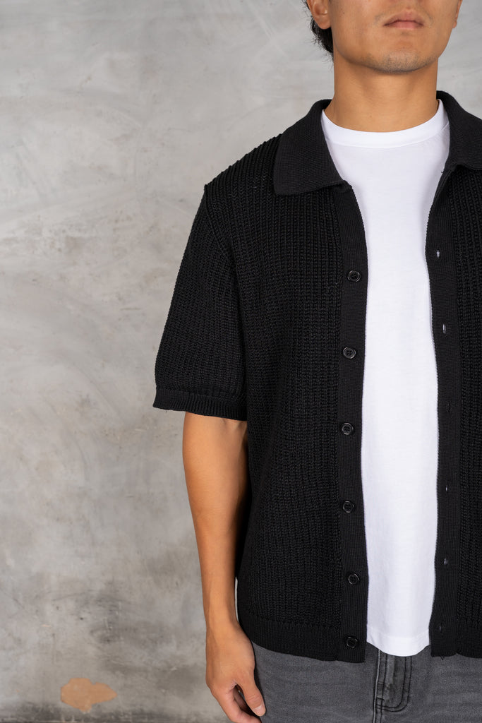 Relaxed Crochet Shirt - Black