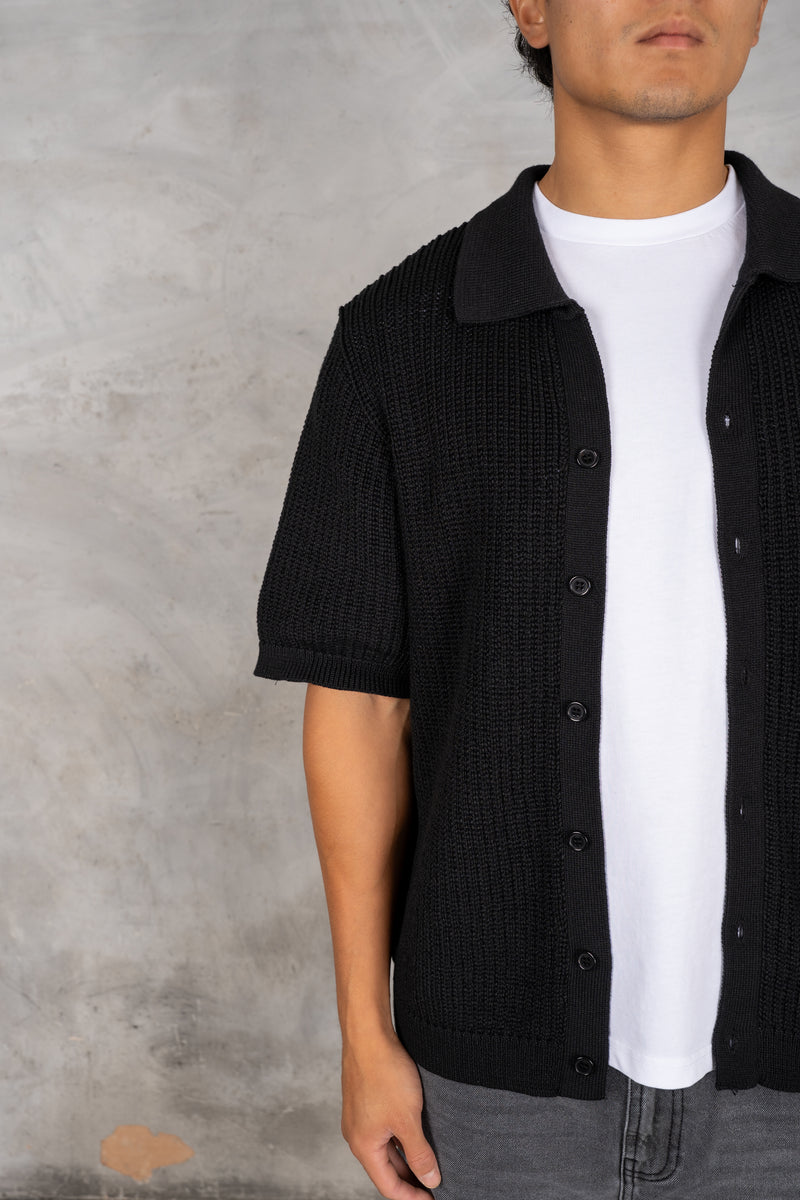 Relaxed Crochet Shirt - Black