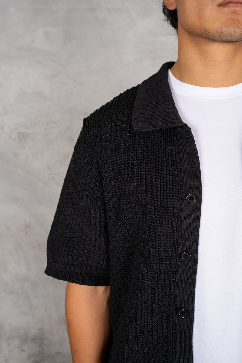 Relaxed Crochet Shirt - Black
