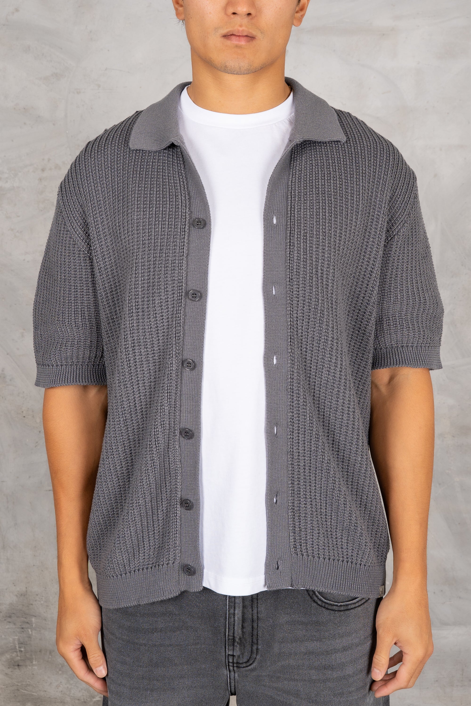 Relaxed Crochet Shirt - Charcoal
