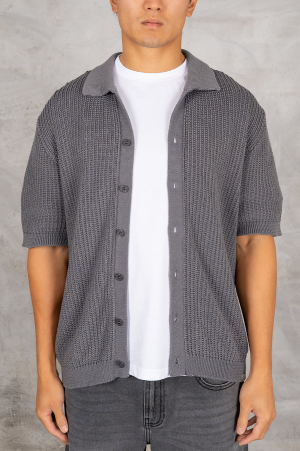 Relaxed Crochet Shirt - Charcoal