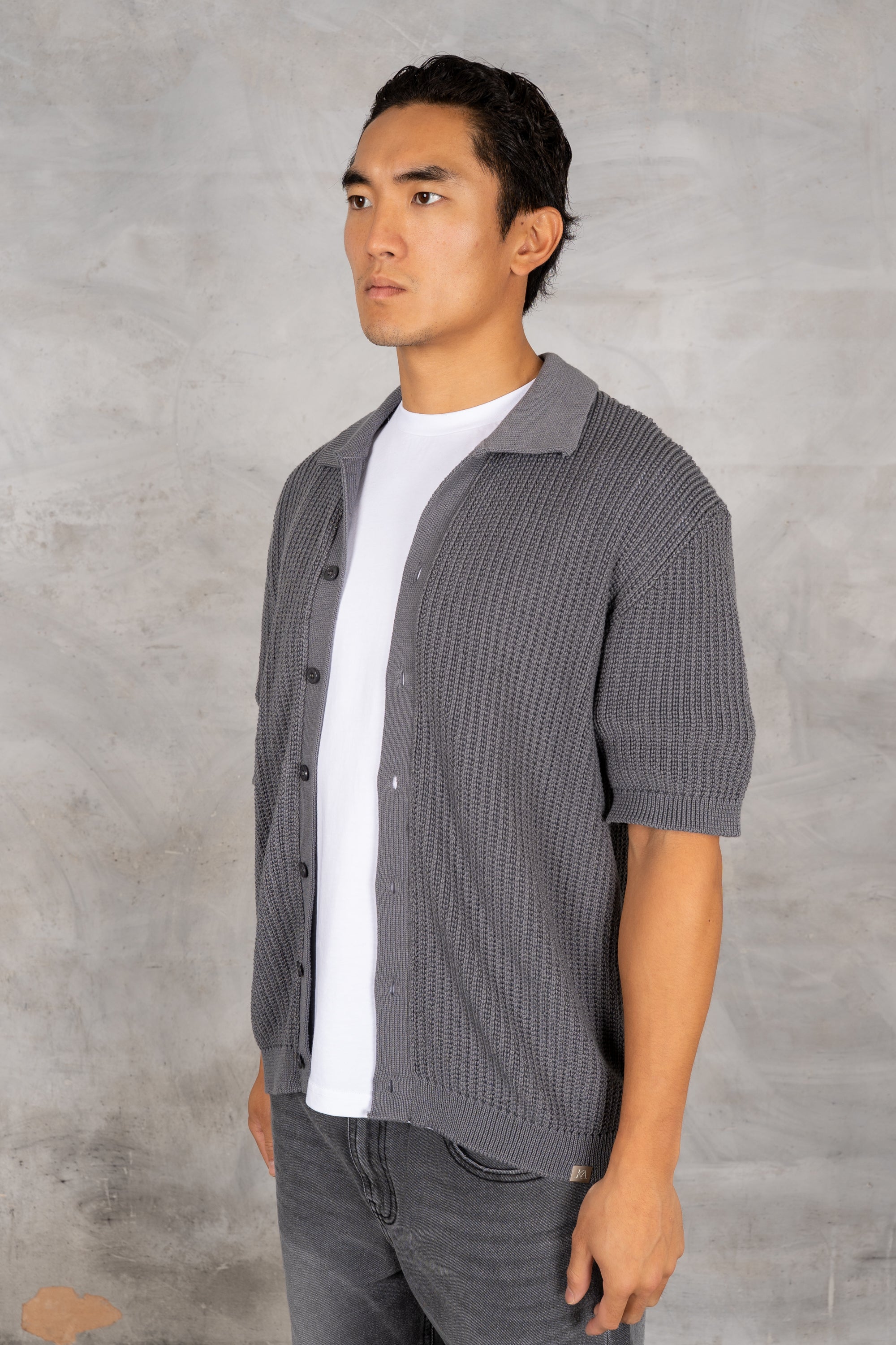 Relaxed Crochet Shirt - Charcoal