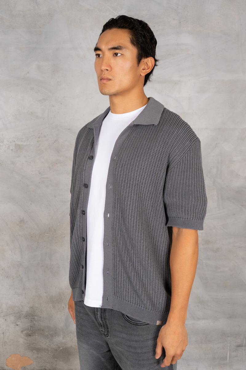 Relaxed Crochet Shirt - Charcoal