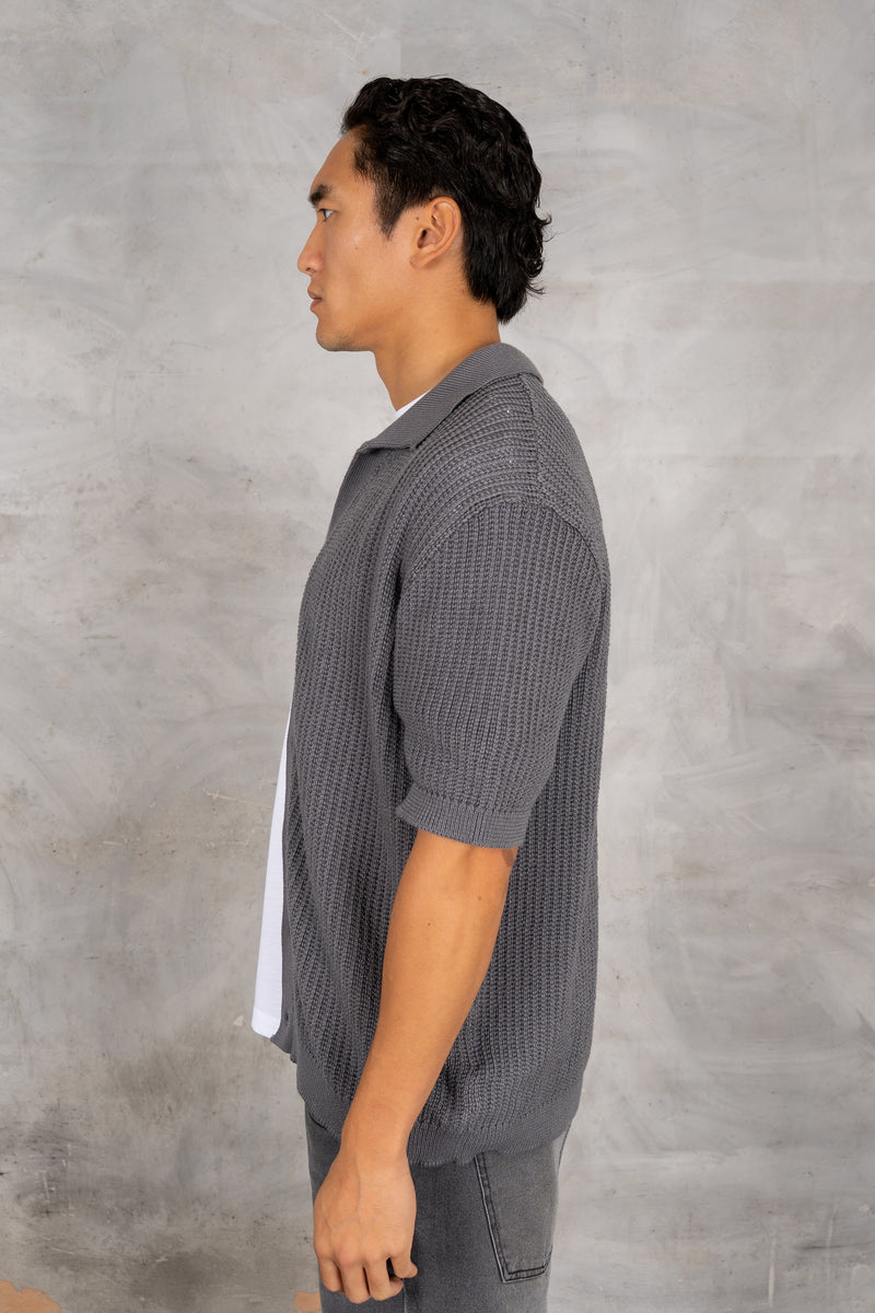 Relaxed Crochet Shirt - Charcoal