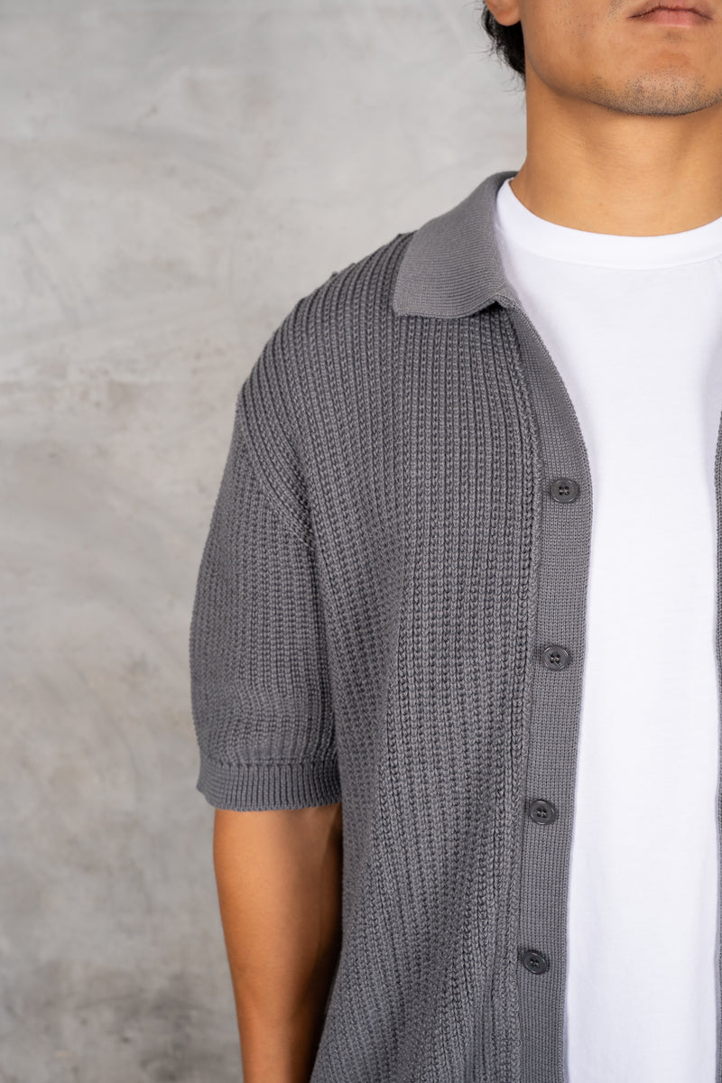 Relaxed Crochet Shirt - Charcoal