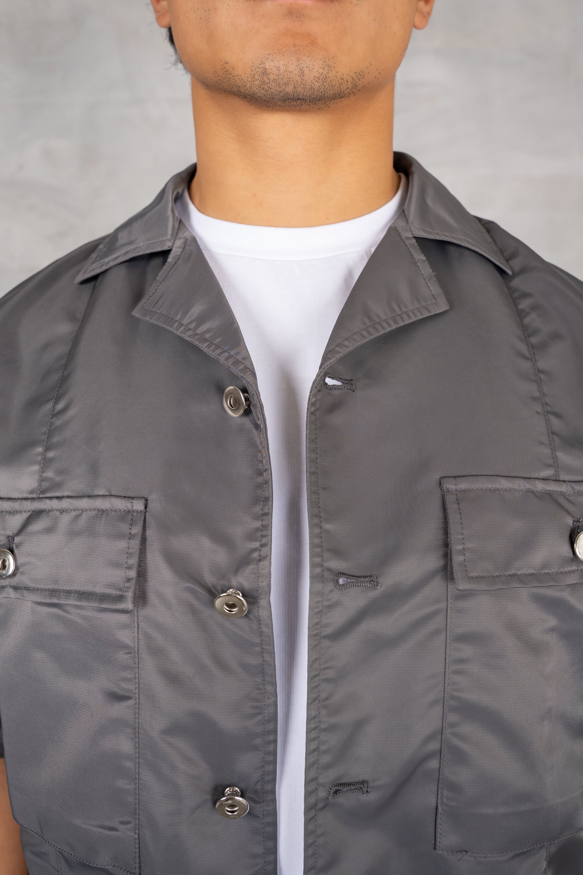 Boxy Nylon Oversized Shirt - Charcoal