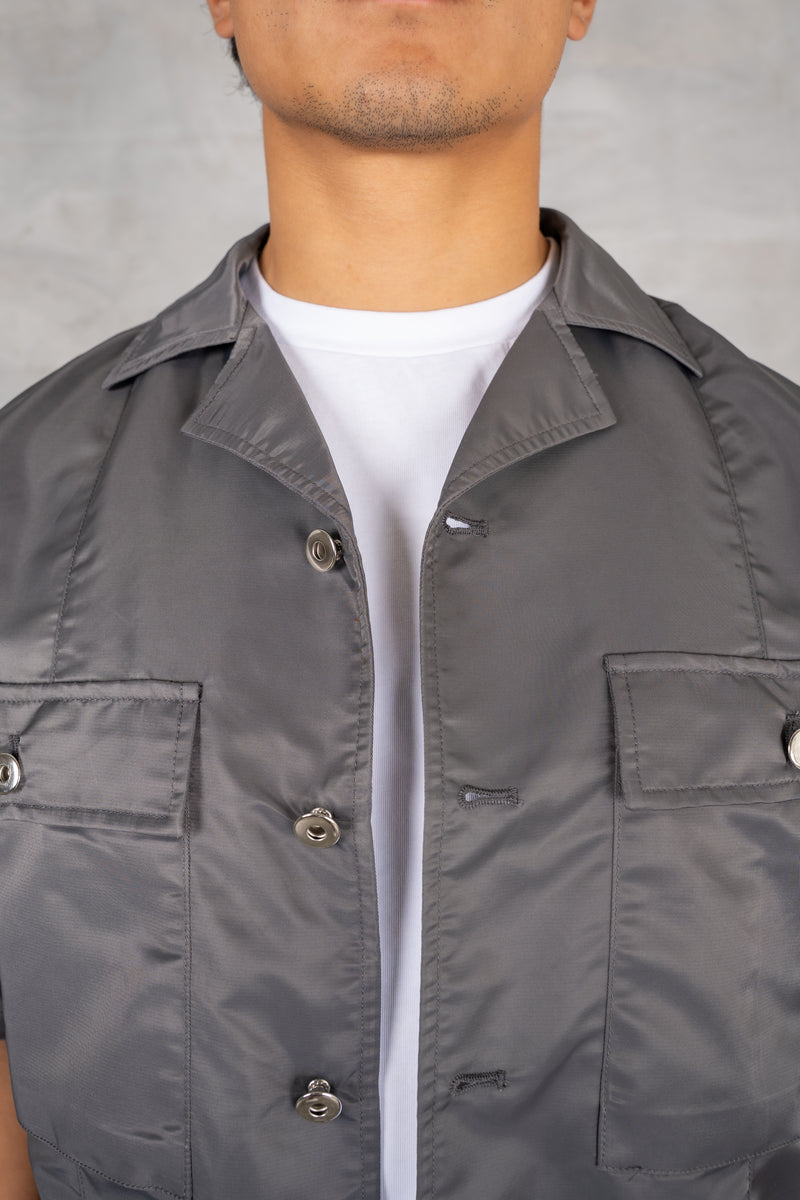 Boxy Nylon Oversized Shirt - Charcoal
