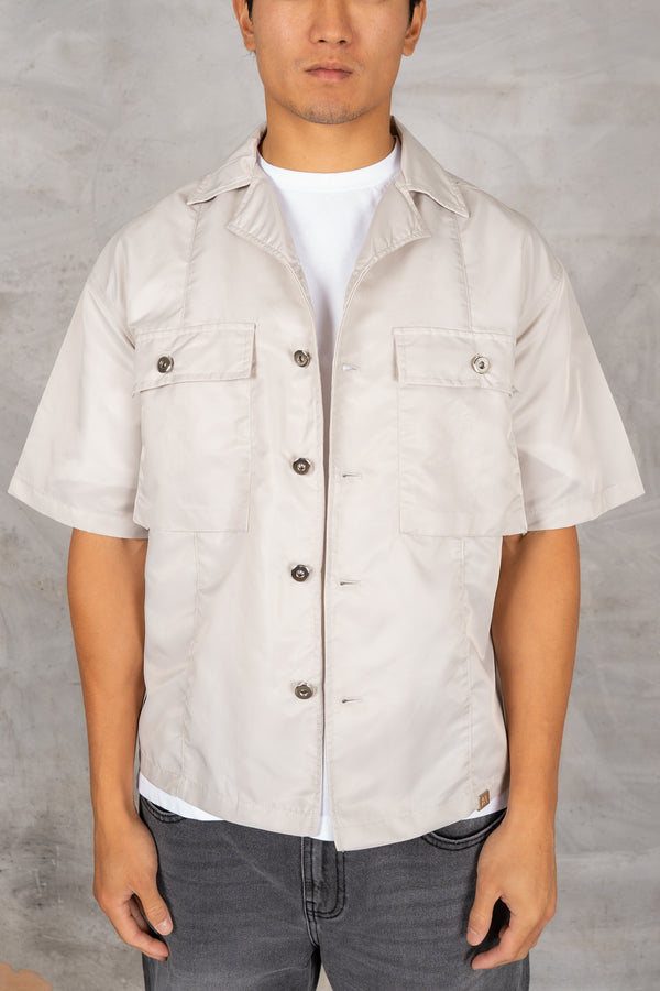 Boxy Nylon Oversized Shirt - Grey