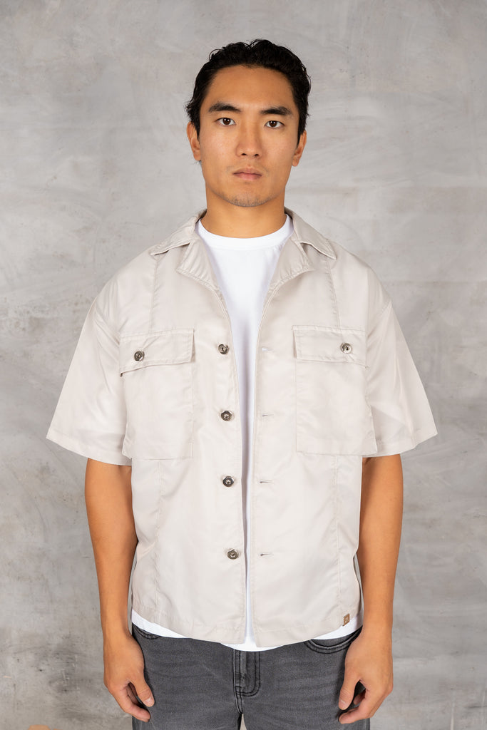 Boxy Nylon Oversized Shirt - Grey