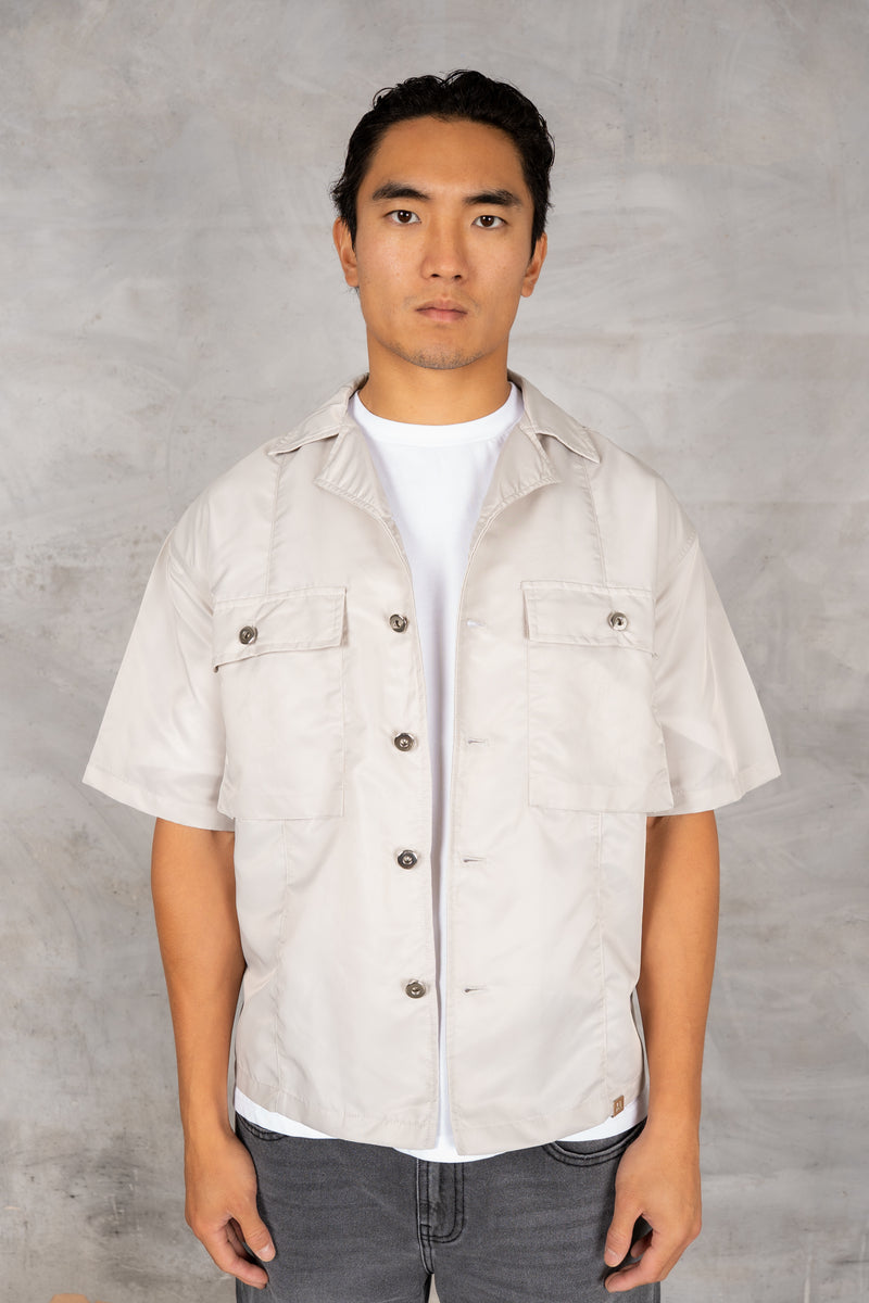 Boxy Nylon Oversized Shirt - Grey