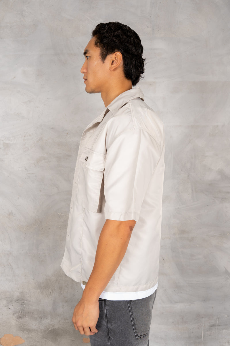 Boxy Nylon Oversized Shirt - Grey