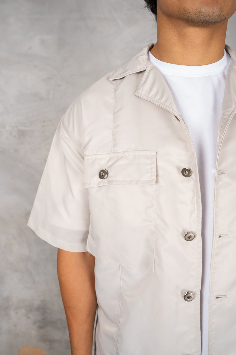 Boxy Nylon Oversized Shirt - Grey
