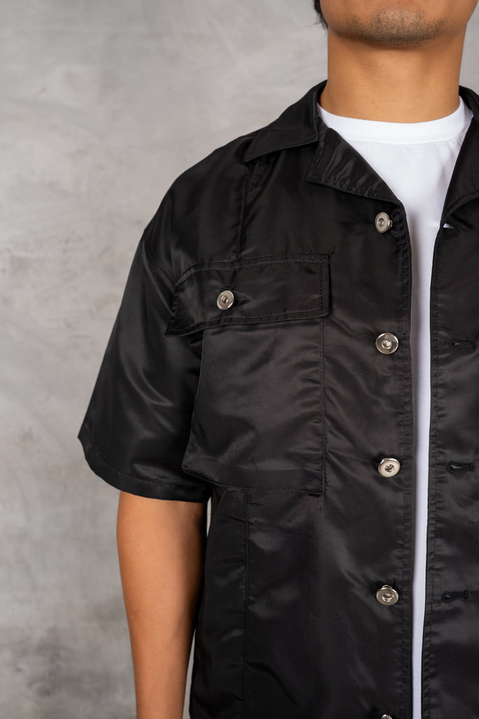 Boxy Nylon Oversized Shirt - Black