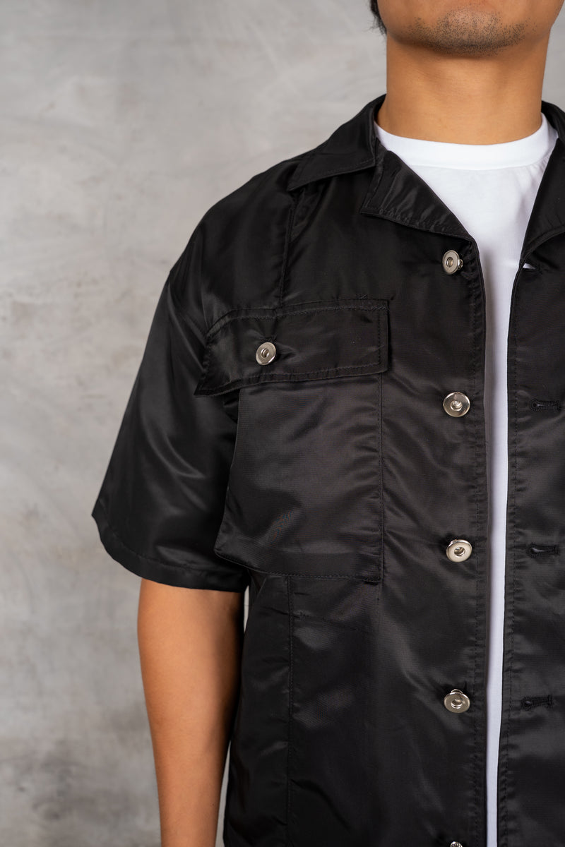 Boxy Nylon Oversized Shirt - Black